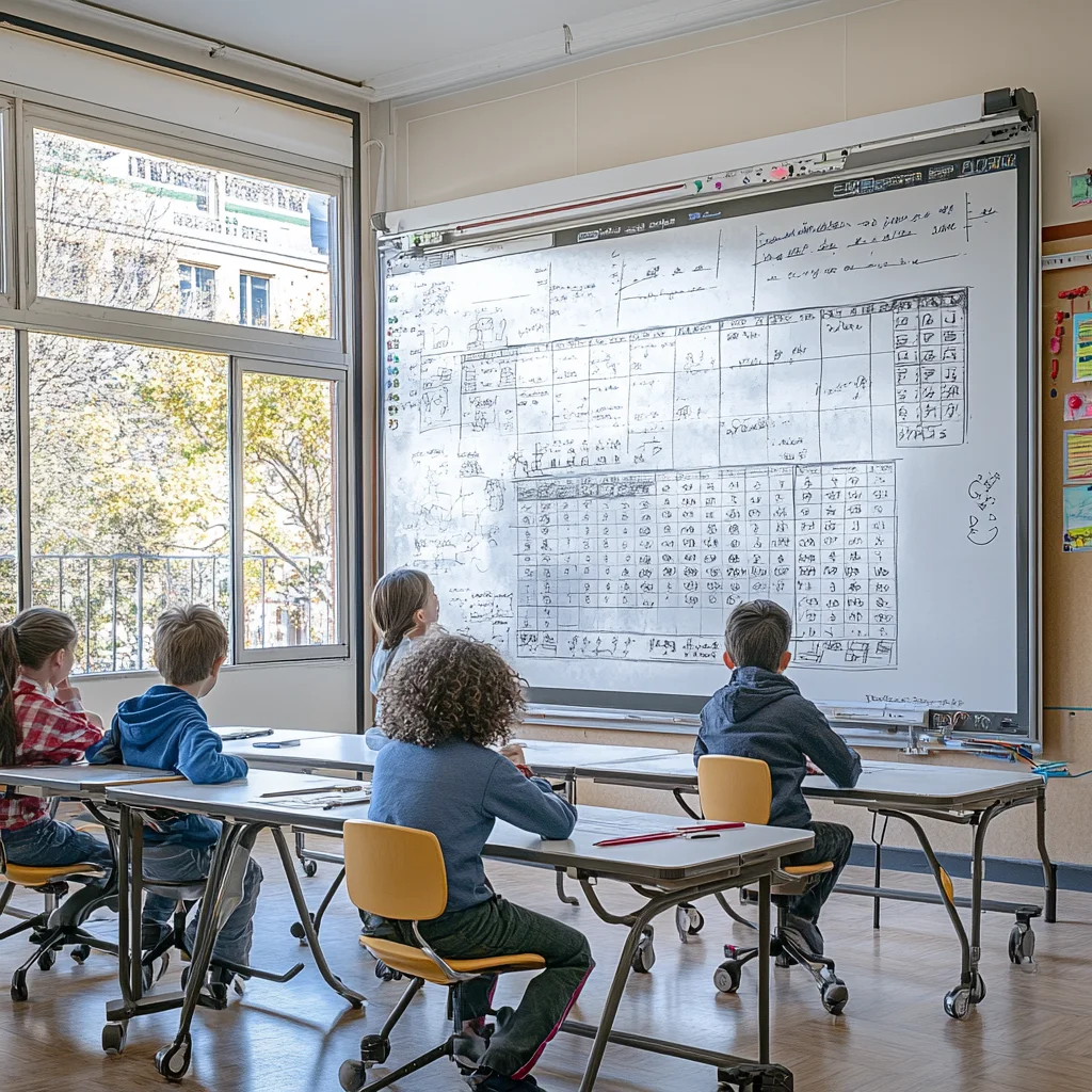 Classroom decoration ideas for middle school with a math problem board