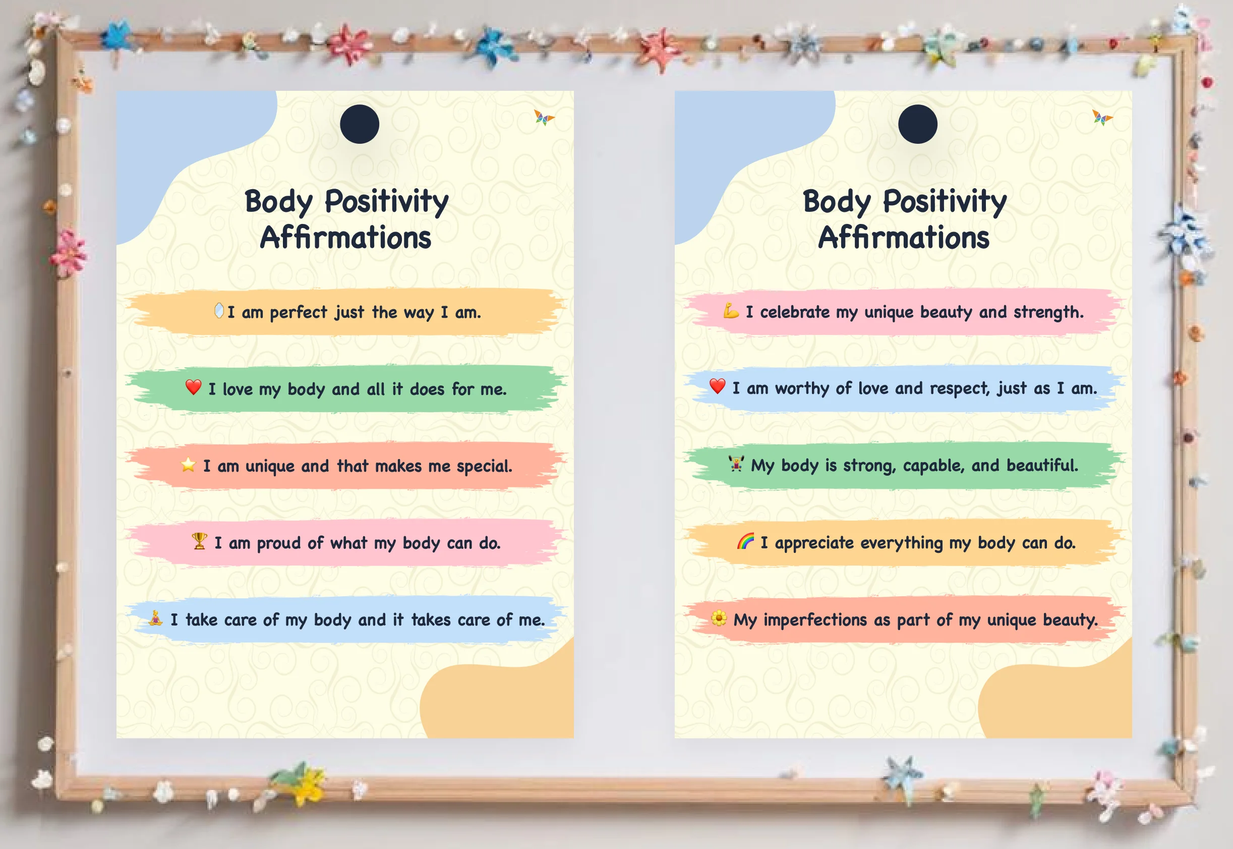 Middle school class decoration ideas with body positivity affirmations