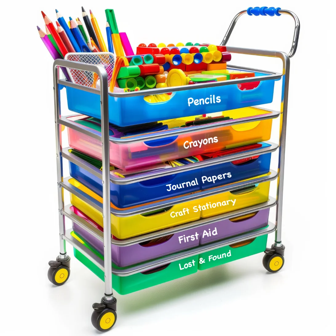 Classroom supply station as class decoration ideas