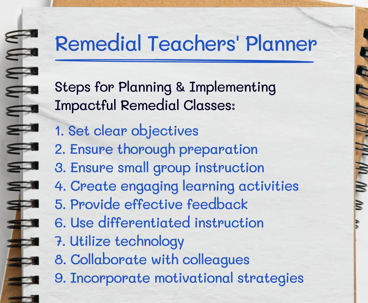 Plan and implement remedial teaching