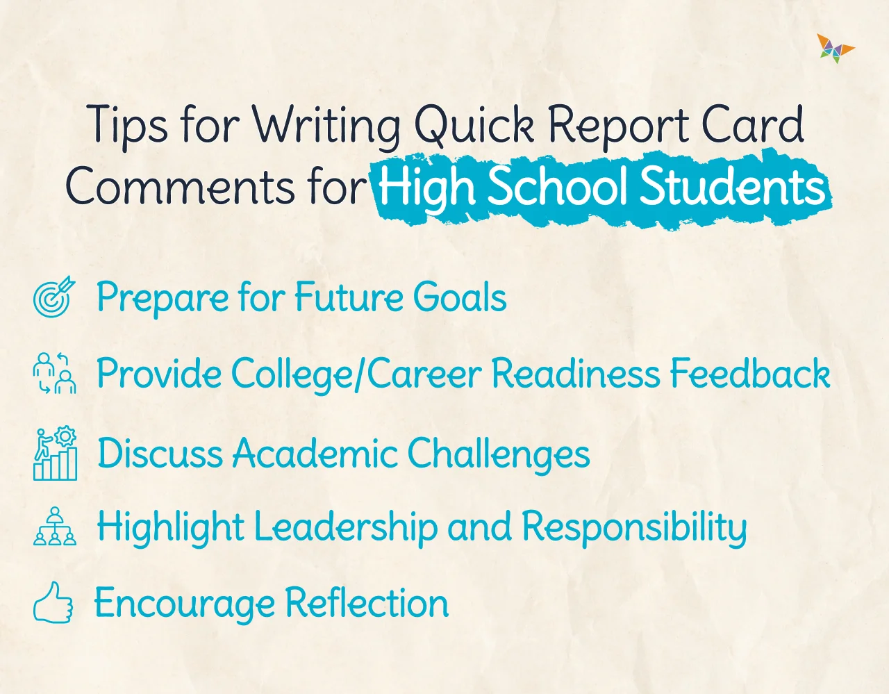 tips for writing 50 Quick Report Card Comments for Highschool Students