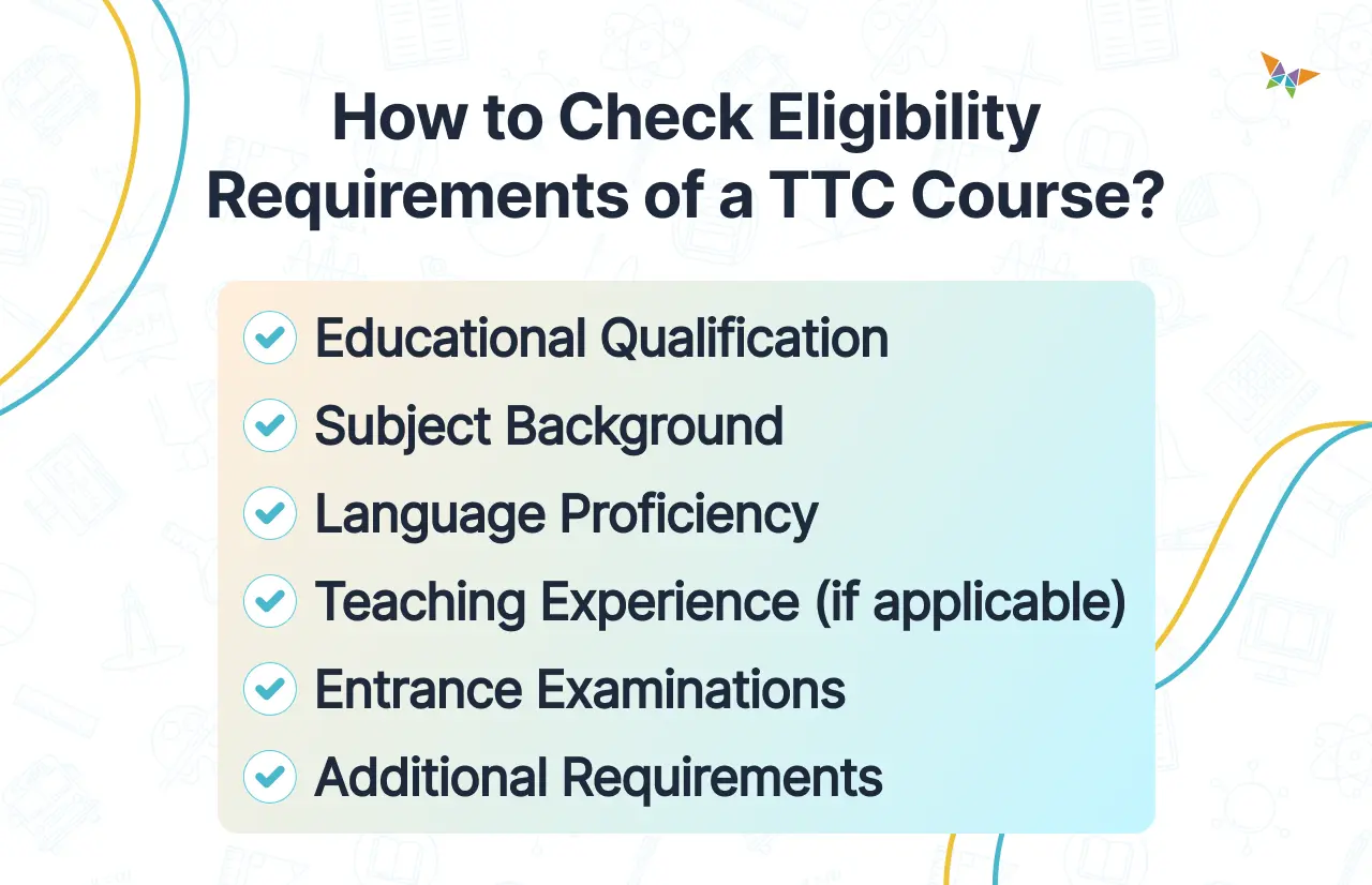 checklist to check ttc course eligibility requirements of a TTC Course